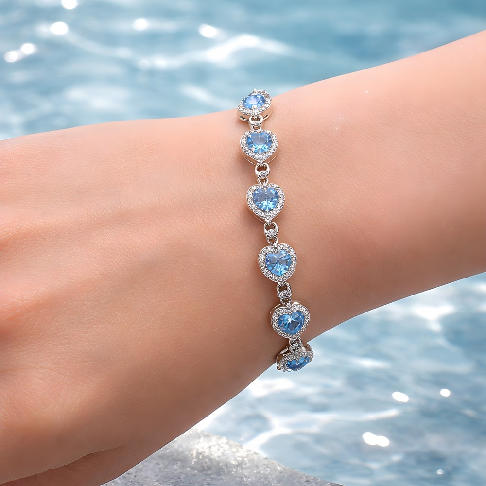 *NEW* 925 Silver and Ocean Blue Heart Bracelet